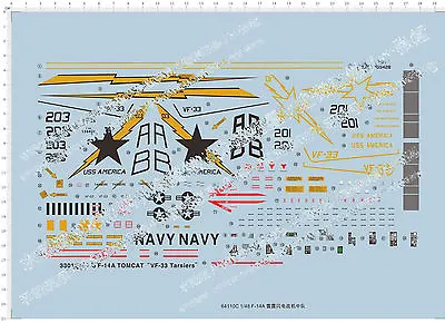 1/48 F-14A Tomcat 'VF-33 Tarsiers' Fighter' Model Kit Water Decal • $16.28