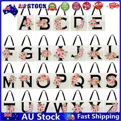 AU Alphabet Flowers Printed Shoulder Shopping Bag Casual Large Tote Handbag • $9.15