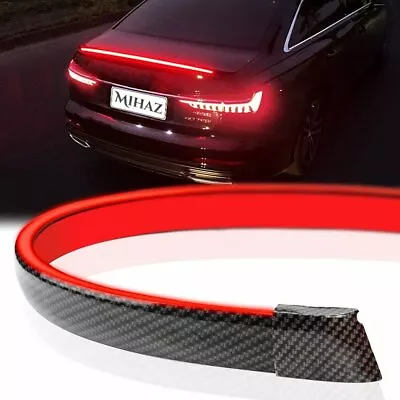 UK Universal 51'' Carbon Fiber Car Red Led Light Spoiler Strip Rear Spoiler Kit • £25.99