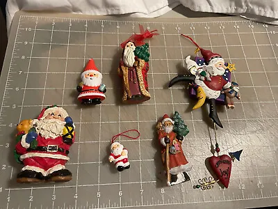 $3 • Buy Lot Of 6 Vintage Santa Claus Christmas Ornaments, Figurines Resin, Ceramic