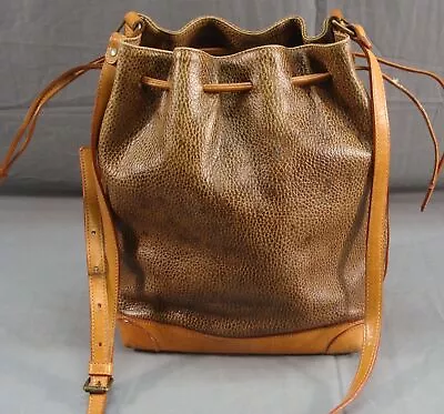 Lancel Paris Leather Draw String Bucket Adj Shoulder Strap Women's Bag Handbag • £59.84