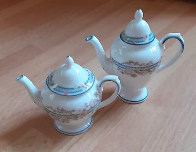 COALPORT Miniature Teapot  &  Coffee Pot. Delicate Flower Pattern. FREE UK POST • £13.99