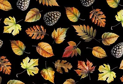 Timeless Treasures Lakeside Cabin Fall Leaves Cotton Quilt  Fabric By The Yard • £16.34