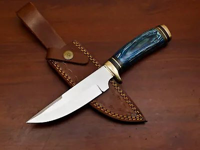 Rody Stan HANDMADE D2 FIXED BLADE HUNTING KNIFE/CAMPING KNIFE - PAKKA WOOD/BRAS • $0.99