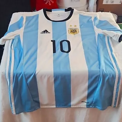 Argentina 2016 Home Jersey #10 Messi Sz L Adidas Copa America • $63.75