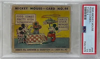 1935 Mickey Mouse Gum Card Type II Food Comes... #44 Walt Disney PSA FR 1.5 • $149.99