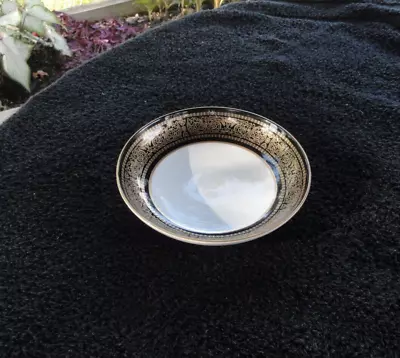 Mikasa Mount Holyoke Gold Scrolls Black Rim White Bone - China Fruit Bowl • $10