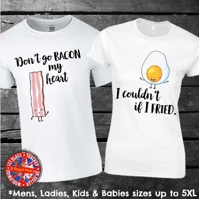 Egg & Bacon Funny Couples Friends Matching T-shirt Set Siblings Parents  • £9.99