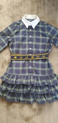 £6.50 • Buy Girls Ralph Lauren Polo Dress Blue And Green Tartan Age 7