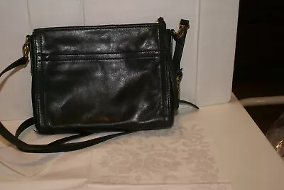 Vintage FOSSIL Black Leather ENVELOPE STYLE Cross Body Purse 10  X 8.5  X 1  • $25