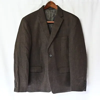 Lauren Ralph Lauren 44S Brown Herringbone Flannel Tweed Blazer Jacket Sport Coat • $49.99