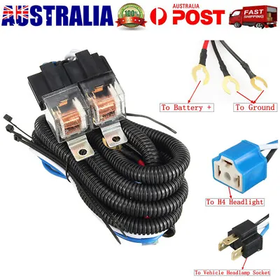 12V H4 Negative Switched LED Headlight Lamp Bulb W/Relay Wiring Harness Plug Kit • $24.41