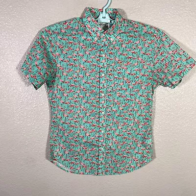 Bonobos Shirt Mens Small Green Button Down Beach Casual Tropical Flamingo Birds • $19.99