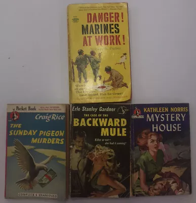 LOT OF 3 POCKET BOOKS MYSTERIES (+ VTG War Book) - Backward Mule House Pigeon! • $10.82