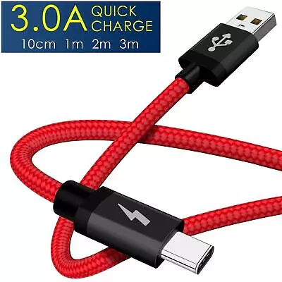 Heavy Duty Quick Fast Charge USB Type C Data Phone Charger Cable Lead 2m 3m 1m • £3.45