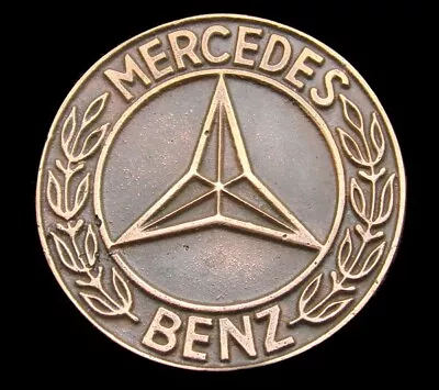 OH16156 *NOS* VINTAGE 1970s UB ***MERCEDES BENZ*** LOGO SOLID BRONZE BUCKLE • $65