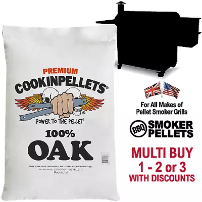 Premium 100% Oak Smoker Pellets 18kg Multi Buy For ALL BBQ Smoker Pellet Grills • £39.95