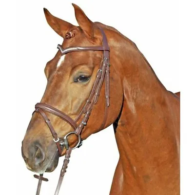 HKM Marie Snaffle Bridle - Brown Leather V-shaped Browband With Crystals - Full • $93.50