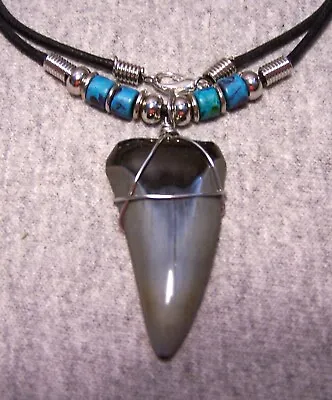 Mako Shark Tooth 1 5/8  Teeth Necklace Fossil Jaw Megalodon Scuba Dive Sharks • $16