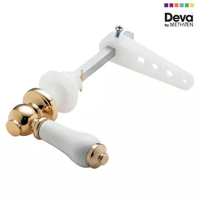 £22.45 • Buy Gold Toilet Cistern Lever Flush Handle White Ceramic Antique Bath Traditional