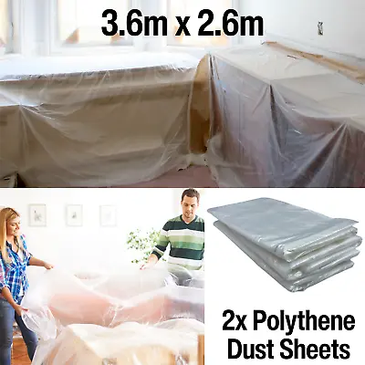 Polythene Dust Sheet 2x Clear Cover For Painting Decorating Furniture Plastic • £2.79