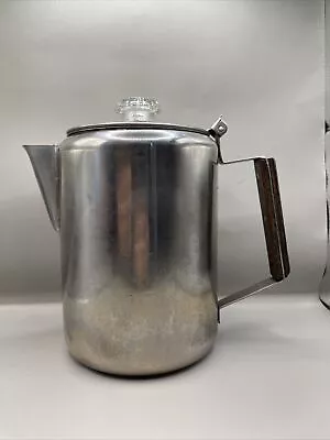 Vintage Glass Top Wood Clad Handle Stainless Steel Percolator Pot GA8 • $19.95