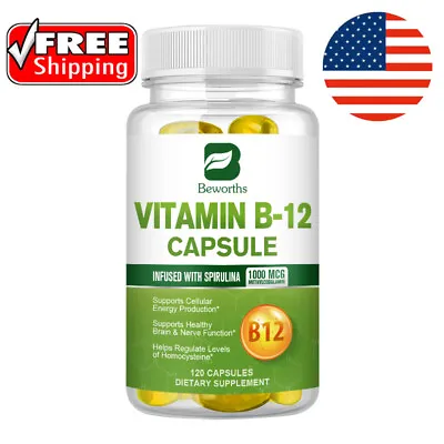 120Pcs Vitamin B12 Capsule 1000 Mcg Methyl B12 For Mood Heart & Eye Health • $13.20