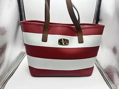 Michael Kors Handbag Purse Bag Medium Jet Travel Tote Stripes Red • $59.99