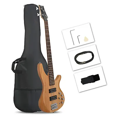 Glarry 44   GIB 4 String H-H Pickup Laurel Wood Fingerboard Electric Bass Guitar • $84.89