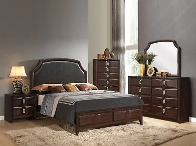 Mid-Century Modern Bedroom Furniture - Espresso Brown 5 Piece Queen Size Set ABJ • $2075.78