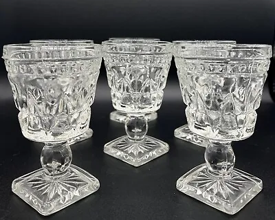 Vintage Square Footed Cordial Sherry Glasses Set Of 5 • $24.99