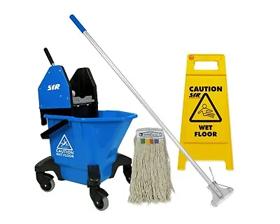 Mopping Kit - Kentucky Bucket With Wringer Mop Head Handle & Wet Floor Sign • £82.50