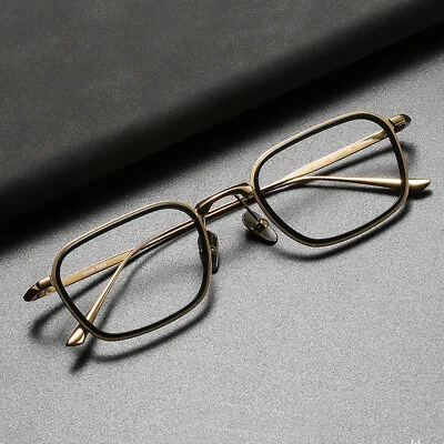 Men Vintage Square Eyeglass Frames Retro Titanium Glasses Light Spectacles • $25.49