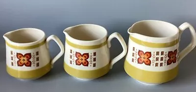 A Set Of Three MCM Vintage Sadler 1970s Kitsch Flower Staffordshire Pottery Jugs • £15