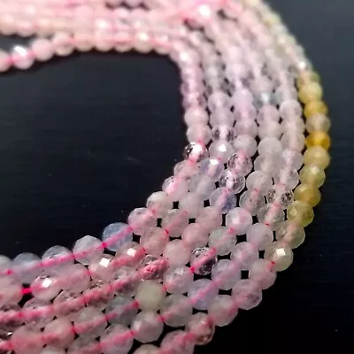 AAA Grade 3mm Morganite Faceted Gemstone Round Beads - 15.5  Full Strand PRP327 • $7