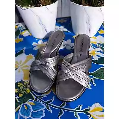 Italian DAMIANIS Silver Wedge Sandals. Excellent Condition. Women's 7.  • $20