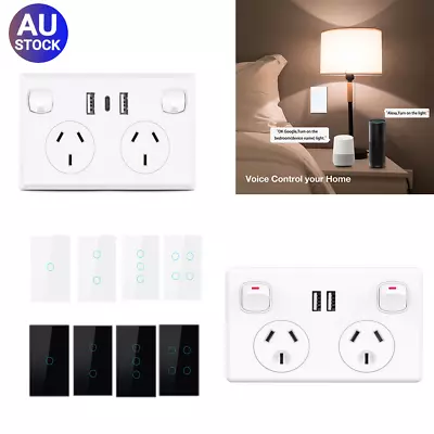 3.6 Amp Dual USB &Type-C Double Power Point WiFi Switch Smart Touch 1/2/3/4 Gang • $14.99