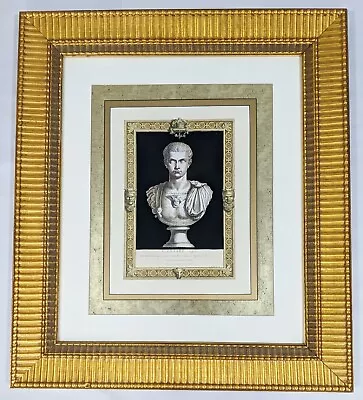 Vintage 20thC GILT FRAMED LITHOGRAPH Bust ROMAN Emperor CALIGULA - L&JG STICKLEY • $467.50