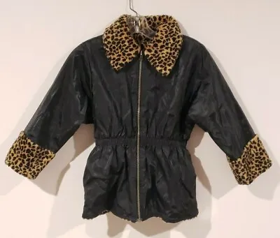 CORKY & CO COMPANY GIRLS Brown Leopard Waterproof Reversable Coat Size 6x • $24.99