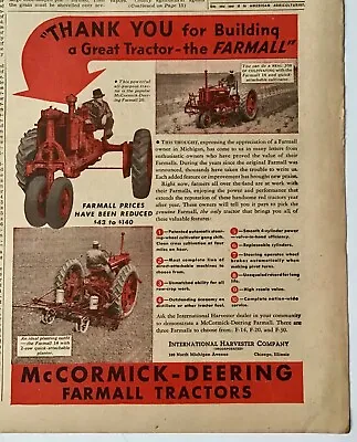 1941 Newspaper Ad For McCormick Deering Farmall Model 20 Tractor - Features List • $3.46
