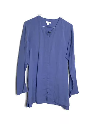 PUREJILL J. JILL Size Small Blue Tunic Top Hidden Button Front Tencel Lyocell • $22.95