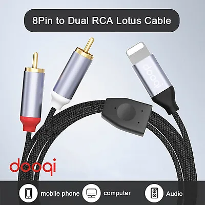 4ft 8Pin IOS To Dual RCA Adapter Audio Stereo Cable Aux Cord For IPhone IPad • $11.99