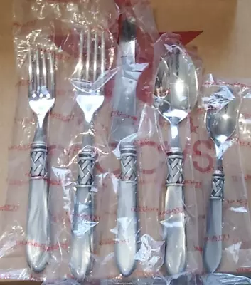 Bugatti Flatware By Vietri Antique Light Gray Aladdin 5 Pc Place Setting D2 • $59.99