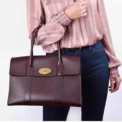 Mulberry Bayswater Ruby Brown 2way Tote Shoulder Bag Gold With Storage BagCard • $850.18