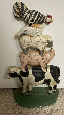 Midwest Importers Vintage Door Stop Farm Animals Cast Iron Dated 1960 • $30