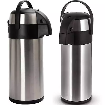 3L/5L Stainless Steel Airpot Hot Tea Urn Coffee Drinks Vacuum Flask Jug Pump Mug • £18.95