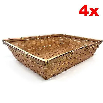 £15.99 • Buy 4 X Wicker Basket Hamper Bamboo Gift Basket Box Christmas Display Storage Basket