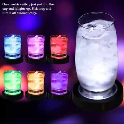 (White) LED Drink Coasters With Light Gravity Sensor Battery Operated Cup • $8.53