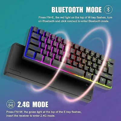 $17.94 • Buy Bluetooth & Wireless Gaming Keyboard Mechanical Feeling Dual Modes RGB Backlit