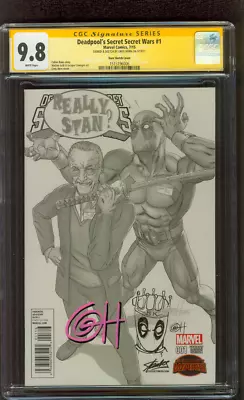 Deadpool Secret Secret Wars 1 CGC 9.8 SS Horn Stan Lee Variant Remark Sketch • $499.99